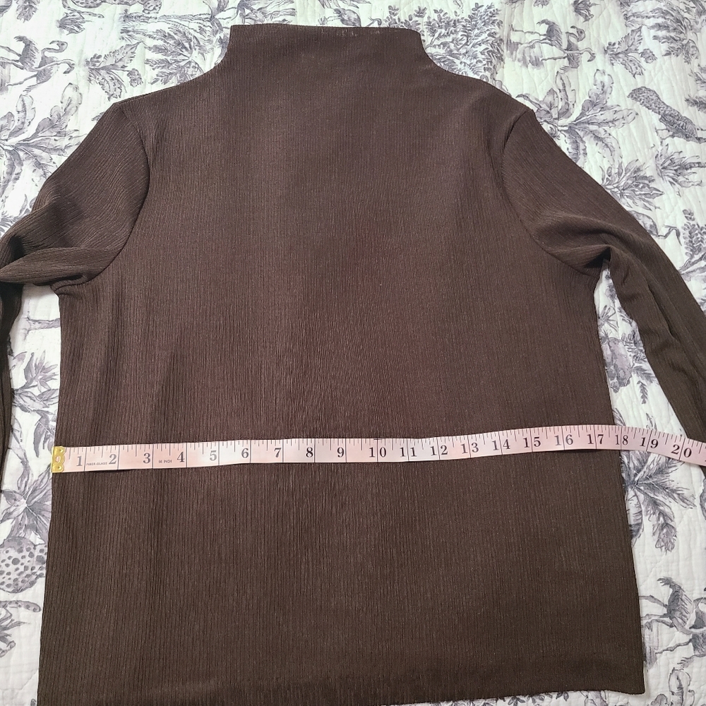 Chocolate mock Neck Elegant Brown Women's Sweater - Picture 6 of 8